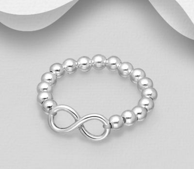 925 Sterling Silver Ball and Infinity Ring