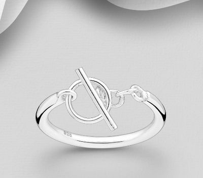 925 Sterling Silver Toggle Clasp Ring