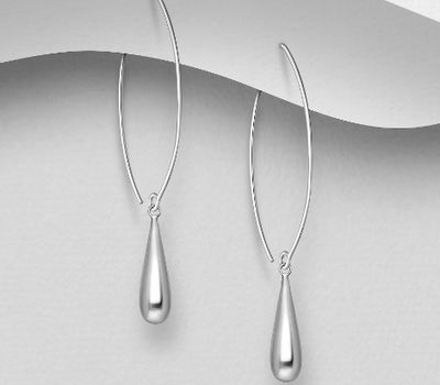 925 Sterling Silver Droplet Hook Earrings