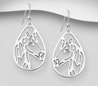 925 Sterling Silver Horse Earrings