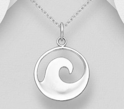 925 Sterling Silver Wave Pendant