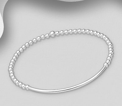 925 Sterling Silver Stretch Tube Bracelet with Ball Beads