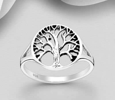 925 Sterling Silver Oxidized Tree Of Life Ring