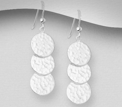 925 Sterling Silver Hammered Hook Earrings