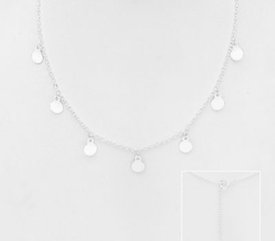 925 Sterling Silver with Round Charms Necklace