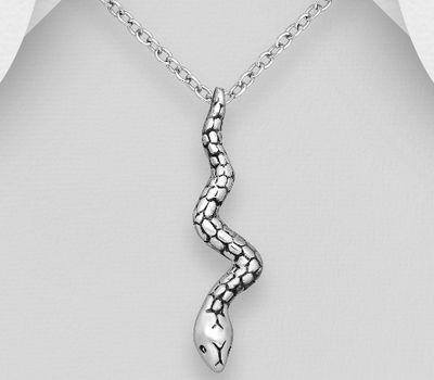 925 Sterling Silver Oxidized Snake Pendant