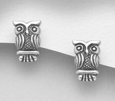 925 Sterling Silver Owl Earrings