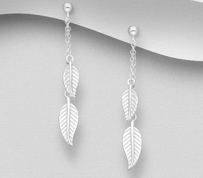 925 Sterling Silver Push-Back Leaf Earrings