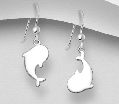 925 Sterling Silver Whale Hook Earrings