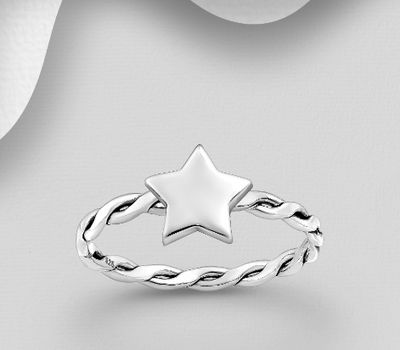 925 Sterling Silver Oxidized Star Ring