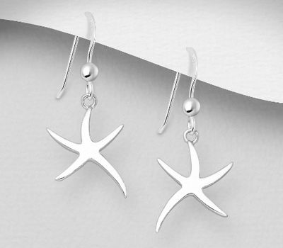 925 Sterling Silver Starfish Hook Earrings