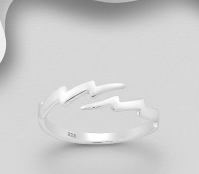 925 Sterling Silver Adjustable Lightning Ring