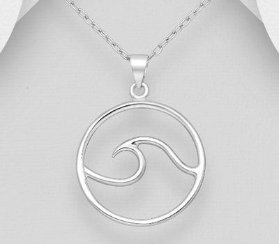 925 Sterling Silver Wave Pendant