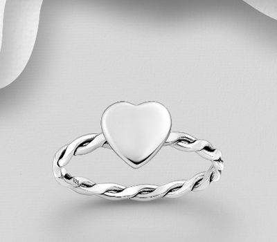 925 Sterling Silver Oxidized Heart Ring