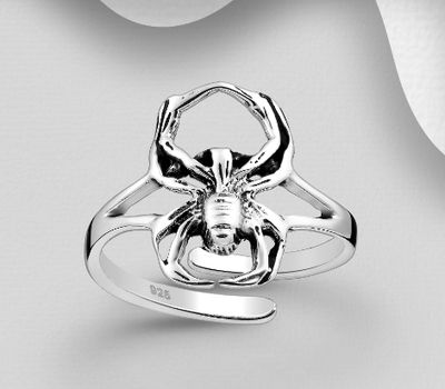 925 Sterling Silver Oxidized Spider Ring