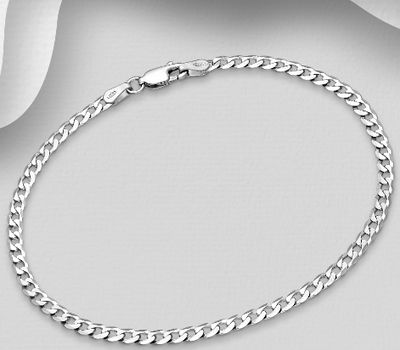 ITALIAN DELIGHT - 925 Sterling Silver Bracelet, 3 mm Wide, Made in Italy.