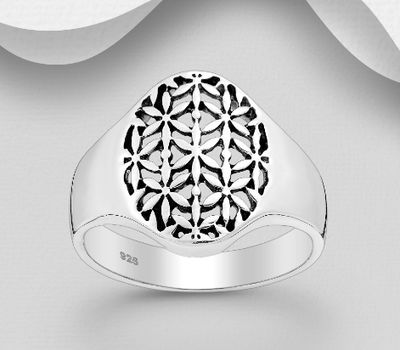 925 Sterling Silver Flower Of Life Ring