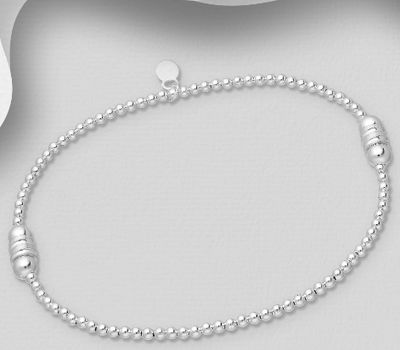 925 Sterling Silver Stretch Bracelet With Ball Beads