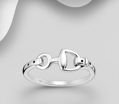 925 Sterling Silver Oxidized Horse Snaffle Ring