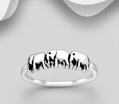 925 Sterling Silver Elephant Ring