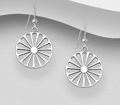 925 Sterling Silver Flower Hook Earrings