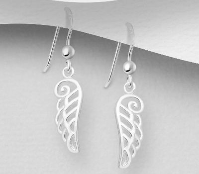 925 Sterling Silver Wings Hook Earrings