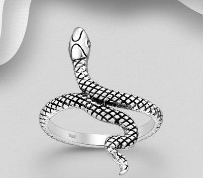 925 Sterling Silver Oxidized Snake Ring