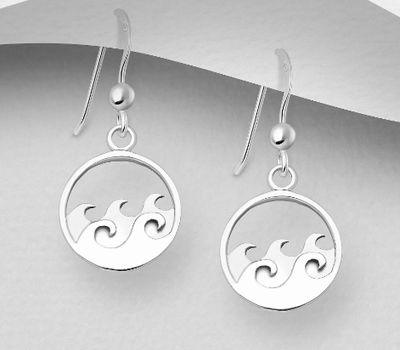 925 Sterling Silver Wave Hook Earrings