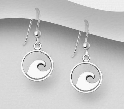 925 Sterling Silver Wave Hook Earrings