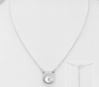 925 Sterling Silver Oxidized Wave Necklace