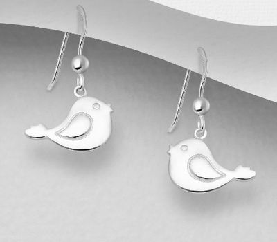 925 Sterling Silver Bird Hook Earrings