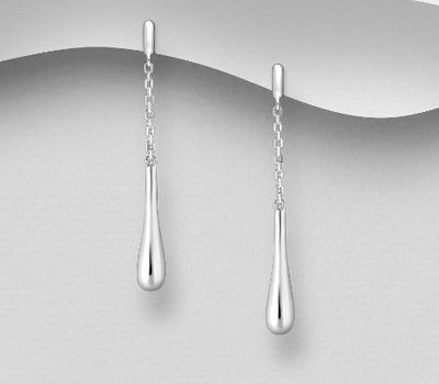 925 Sterling Silver Droplet Push-Back Earrings