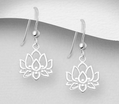 925 Sterling Silver Lotus Hook Earrings