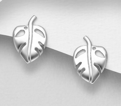 925 Sterling Silver Leaf Push-Back Earrings