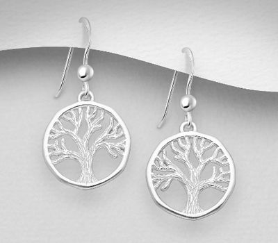 925 Sterling Silver Tree Of Life Hook Earrings