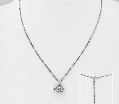 925 Sterling Silver Oxidized Puffer Fish Necklace