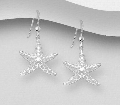 925 Sterling Silver Starfish Hook Earrings