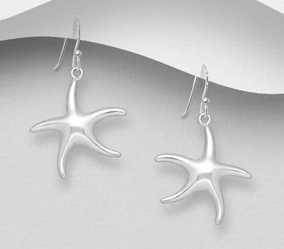 925 Sterling Silver Starfish Hook Earrings