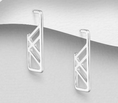 925 Sterling Silver Abstract Push-Back Earrings