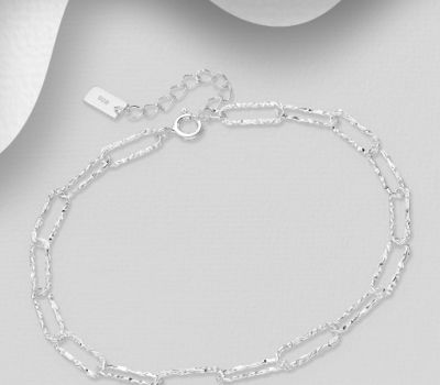 925 Sterling Silver Adjustable Bracelet Featuring Paperclip Chain