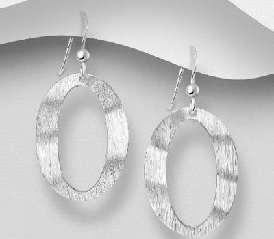 925 Sterling Silver Matt Hook Earrings