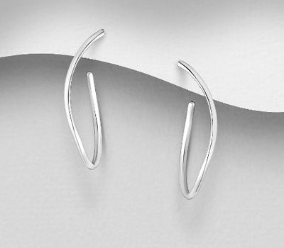 925 Sterling Silver Abstract Push-Back Earrings