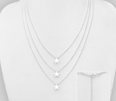 925 Sterling Silver Layered Stars Necklace