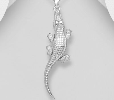 925 Sterling Silver Crocodile Pendant