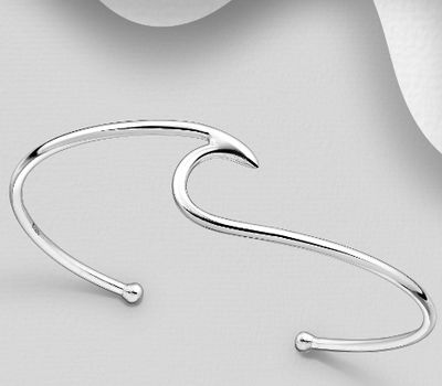 925 Sterling Silver Wave Cuff Bracelet