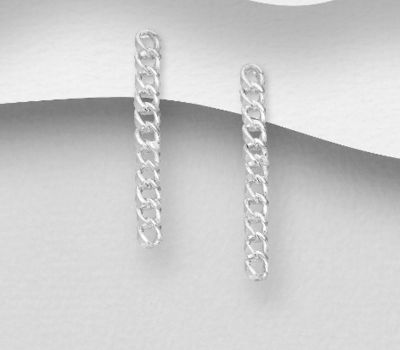 925 Sterling Silver Links Push-Back Earrings