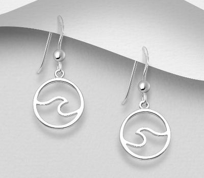 925 Sterling Silver Wave Hook Earrings