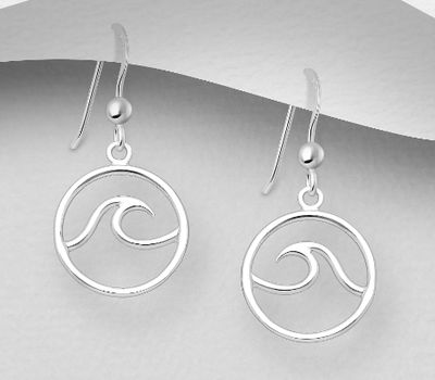 925 Sterling Silver Circle Wave Hook Earrings