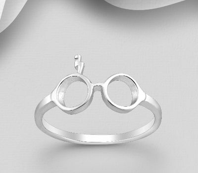 925 Sterling Silver Glasses with Lightning Bolt Ring