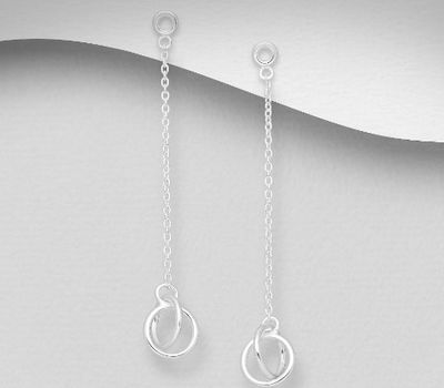 925 Sterling Silver Circle Dangle Push-Back Earrings